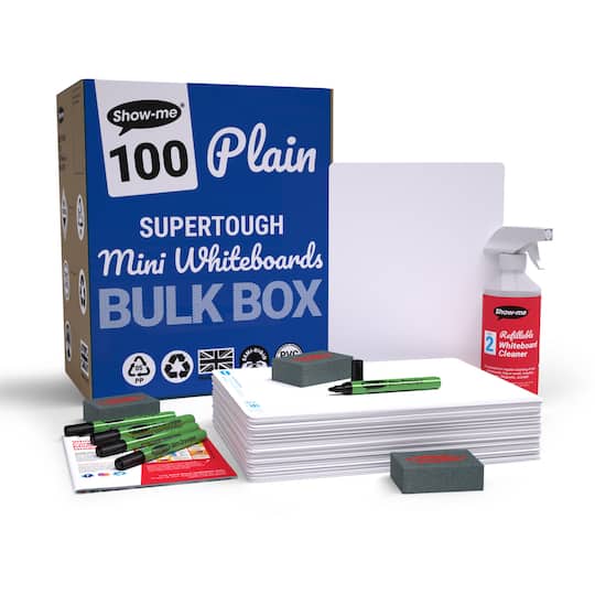 Show-me® Plain Supertough Whiteboards Bulk Box Set